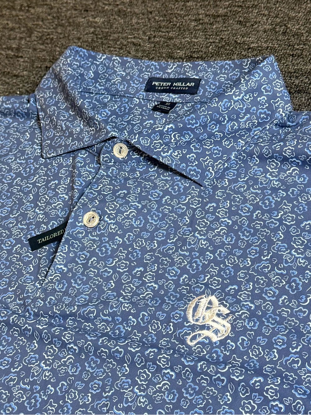 Peter Millar Blue Floral Tailored Polo